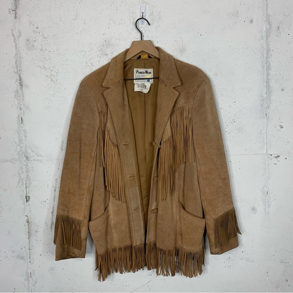 Pioneer Wear Suede Leather Fringe Blazer Jacket Size 10